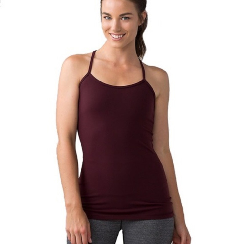 EUC lululemon maroon power y tank 6